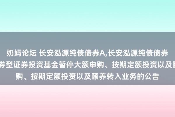 奶妈论坛 长安泓源纯债债券A,长安泓源纯债债券C: 长安泓源纯债债券型证券投资基金暂停大额申购、按期定额投资以及颐养转入业务的公告