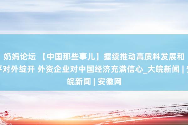 奶妈论坛 【中国那些事儿】握续推动高质料发展和高水平对外绽开 外资企业对中国经济充满信心_大皖新闻 | 安徽网