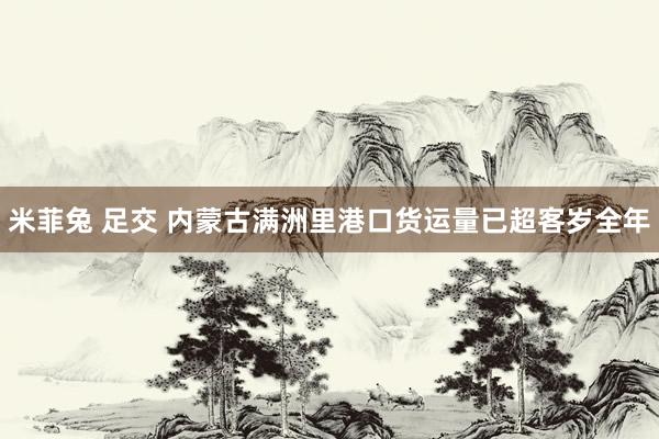 米菲兔 足交 内蒙古满洲里港口货运量已超客岁全年