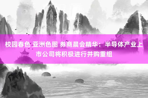 校园春色 亚洲色图 券商晨会精华：半导体产业上市公司将积极进行并购重组