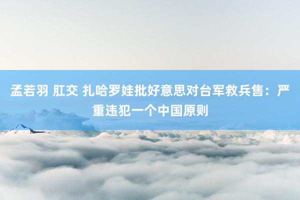 孟若羽 肛交 扎哈罗娃批好意思对台军救兵售：严重违犯一个中国原则