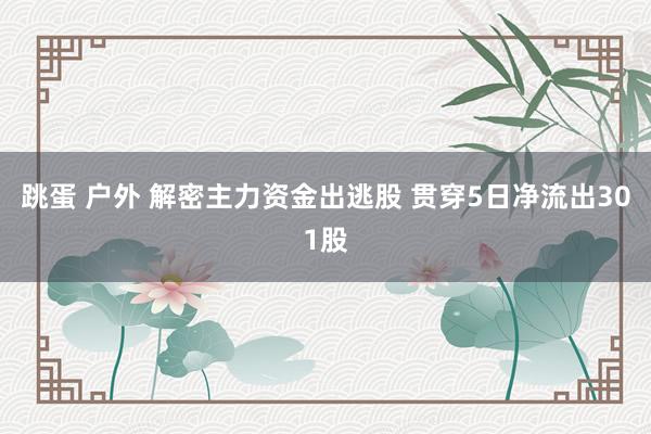 跳蛋 户外 解密主力资金出逃股 贯穿5日净流出301股