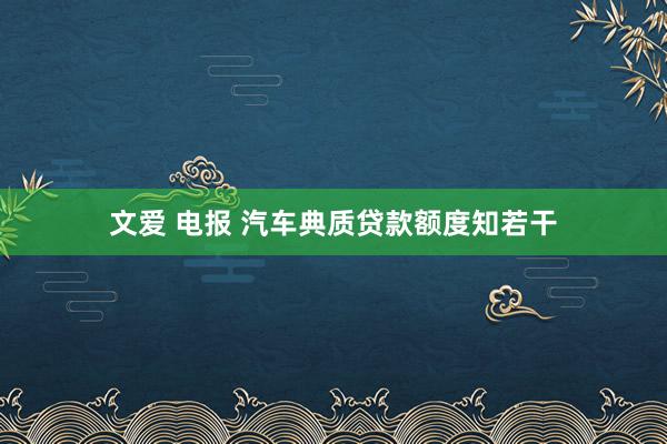 文爱 电报 汽车典质贷款额度知若干