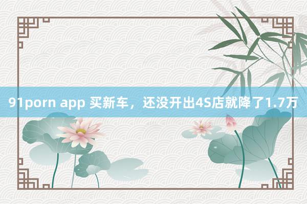 91porn app 买新车，还没开出4S店就降了1.7万