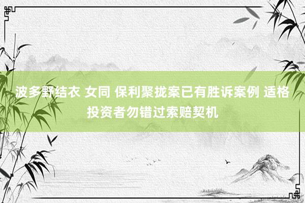 波多野结衣 女同 保利聚拢案已有胜诉案例 适格投资者勿错过索赔契机