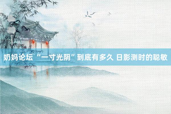 奶妈论坛 “一寸光阴”到底有多久 日影测时的聪敏