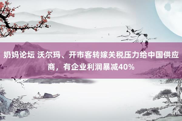 奶妈论坛 沃尔玛、开市客转嫁关税压力给中国供应商，有企业利润暴减40%