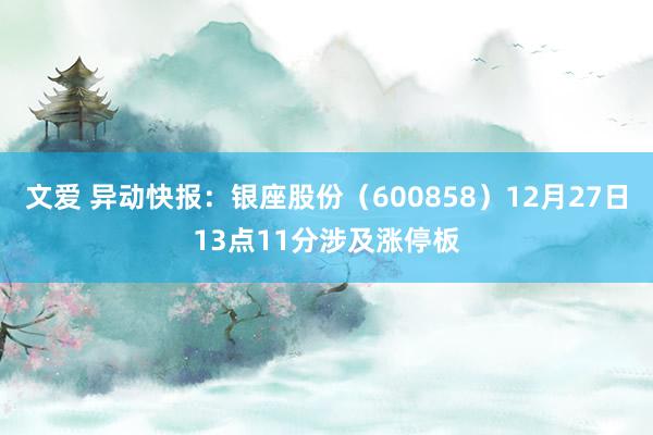 文爱 异动快报：银座股份（600858）12月27日13点11分涉及涨停板