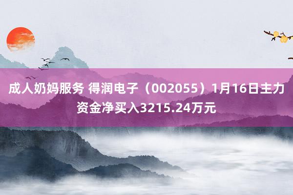成人奶妈服务 得润电子（002055）1月16日主力资金净买入3215.24万元
