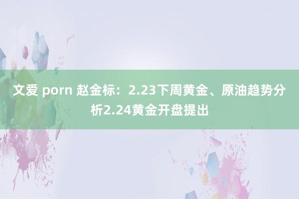文爱 porn 赵金标：2.23下周黄金、原油趋势分析2.24黄金开盘提出