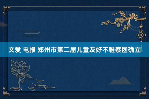 文爱 电报 郑州市第二届儿童友好不雅察团确立