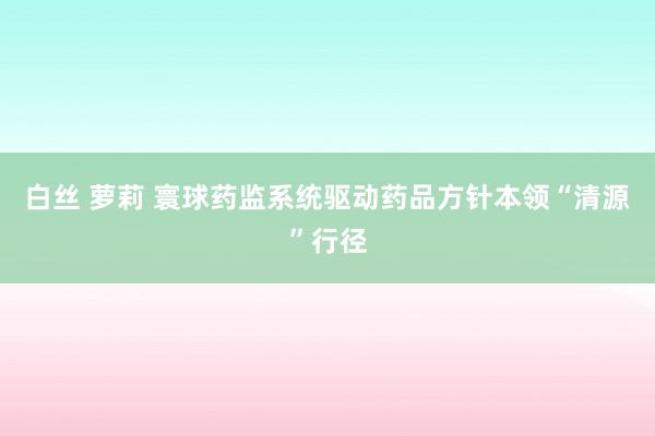 白丝 萝莉 寰球药监系统驱动药品方针本领“清源”行径