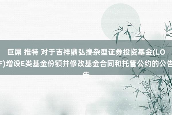 巨屌 推特 对于吉祥鼎弘搀杂型证券投资基金(LOF)增设E类基金份额并修改基金合同和托管公约的公告