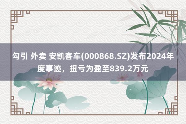 勾引 外卖 安凯客车(000868.SZ)发布2024年度事迹，扭亏为盈至839.2万元