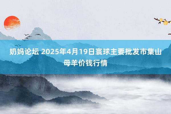 奶妈论坛 2025年4月19日寰球主要批发市集山母羊价钱行情