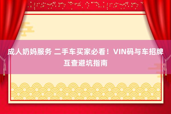 成人奶妈服务 二手车买家必看！VIN码与车招牌互查避坑指南