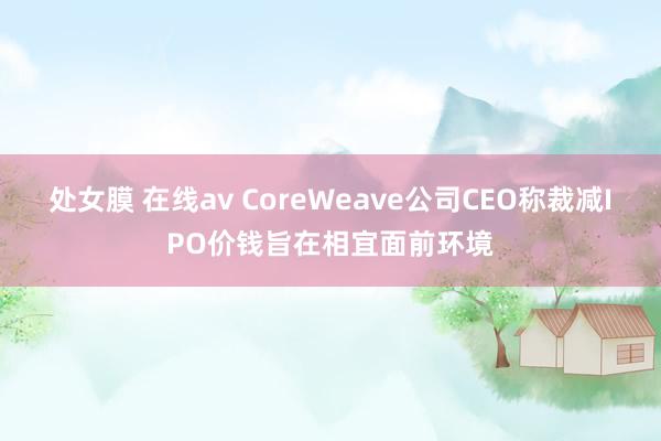 处女膜 在线av CoreWeave公司CEO称裁减IPO价钱旨在相宜面前环境