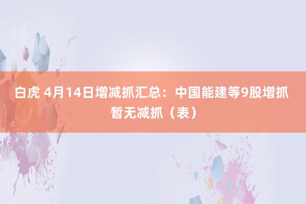 白虎 4月14日增减抓汇总：中国能建等9股增抓 暂无减抓（表）